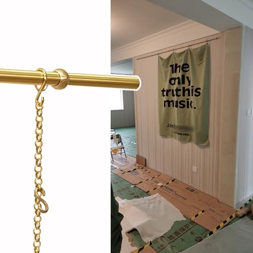 Messing-Bilderaufhänger/Reklametafel-Rahmendraht, vertikale Bilderaufhängeschiene mit D-Ring, Upgrade-Wandaufhängeset, Foto-Displayschiene zum Aufbewahren (0,9 m (35,4 Zoll) Stange von GZKDKZB