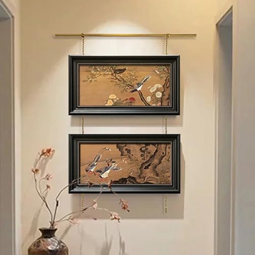 Wanddekor-Bilderaufhängeschiene, Kunstwerk-Aufhängeset/Spiegelaufhängevorrichtung, Bilderaufhängedraht mit Messingstange, anpassbare Werbetafelschiene (1,9 m/6,2 Fuß Stange) von GZKDKZB