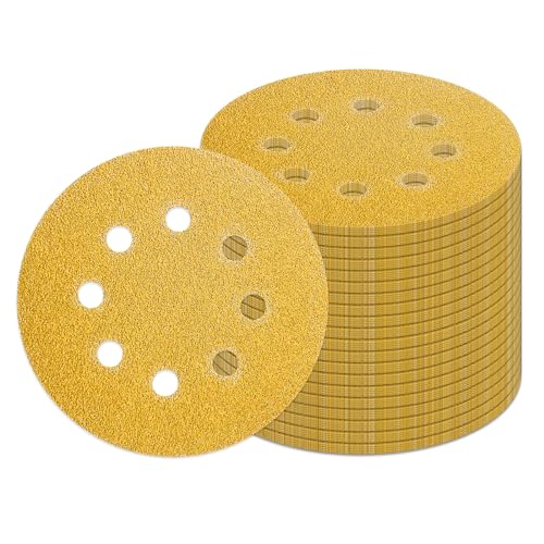 100Stk 125mm Klett Schleifpapier, Exzenter Schleifscheiben, 8-Loch Korn 40 Schleifpads, Schleifmittel Resistent gegen Zusetzen für Exzenterschleifer Schleifmaschine Poliermaschine von GZKTY