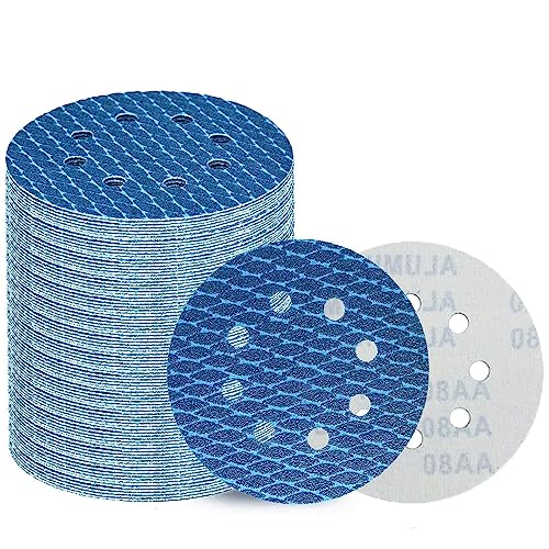 70Stk 125mm Klett Schleifpapier, Exzenter Schleifscheiben, 8-Loch Korn 60 Schleifpads, Schleifmittel Resistent gegen Zusetzen für Exzenterschleifer Schleifmaschine Poliermaschine von GZKTY