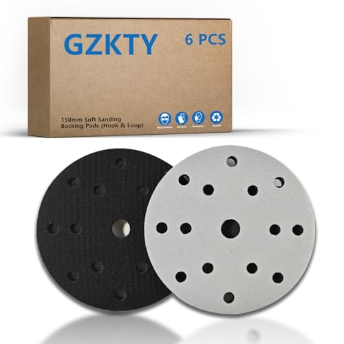 GZKTY Klett-Schleifteller 150mm mit 15 Löchern | 6 Stück Schwamm Soft Pad für Exzenterschleifer | Ersatz Schleifpads von GZKTY