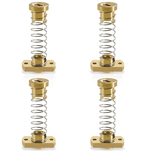 GZLCEU 4 Stk T8 Anti-Rückschlag-Mutter, Messing Backlash Spaltmutter Federbelastete für Ender CR Tornado 3D Drucker CNC Z-Achse 8mm Acme Gewindestange von GZLCEU