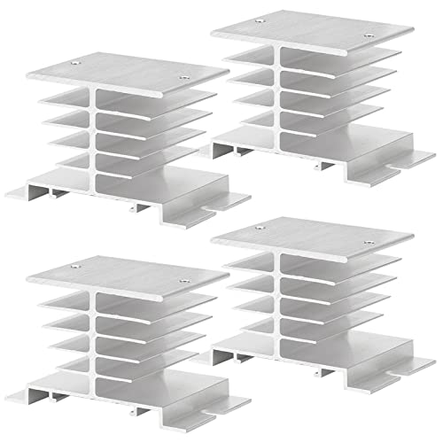 GZLCEU 4 Stück SSR Kühlkörper, Aluminium Heatsink für Einphasiges Solid State Relais SSR-10A 25A 40A Lochabstand 48mm (80 * 50 * 50 mm, Silber) von GZLCEU