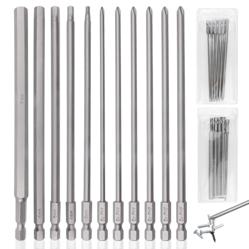 GZLFH 11 Stk Bit Lang 150 mm, Bitsatz Lang Magnetisch 1/4 Zoll Sechskant Schaft PH1 PH2 Kreuzschlitz Hex Schraubendreher Bit Set Universal Elektrische Bits Set GZLFH 11 Stk Bit Lang 150 mm, Bitsatz Lang Magnetisch 1/4 Zoll Sechskant Schaft PH1 PH2 Kreuzschlitz Hex Schraubendreher Bit Set Universal Elektrische Bits Set von GZLFH