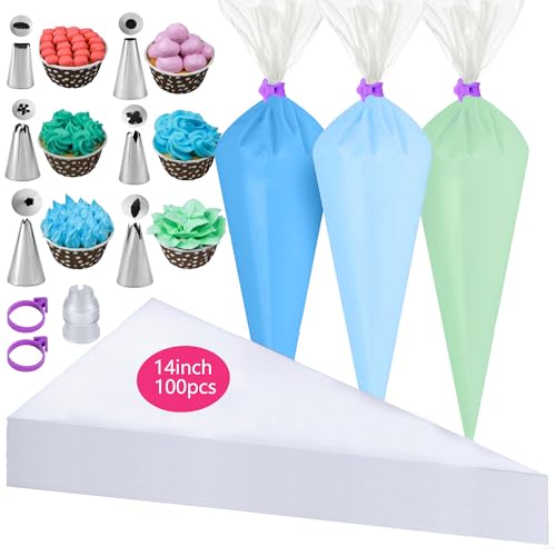 GZMAISULEE 109 Stück Spritzbeutel mit Tüllen Set, 35x21cm Einweg Spritzbeutel 100 Stück, 6 Rohrleitungsdüsen, 2 Spritzbeutelbändern, 1 Koppler GZMAISULEE 109 Stück Spritzbeutel mit Tüllen Set, 35x21cm Einweg Spritzbeutel 100 Stück, 6 Rohrleitungsdüsen, 2 Spritzbeutelbändern, 1 Koppler von GZMAISULEE