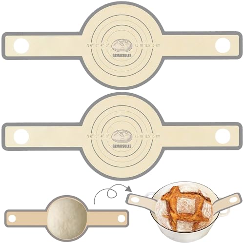 GZMAISULEE MSL12 Silikon-Brotschlinge für Dutch Oven Liner, Brotbackmatten-Set, antihaftbeschichtet und hitzebeständig, wiederverwendbar, Brotbackwerkzeuge für die Übertragung von Sauerteigbrot von GZMAISULEE