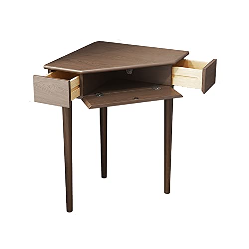 Computertisch, Eckschreibtisch aus Holz, robuster Heimschreibtisch, Arbeitstisch mit dreieckiger Tischplatte, kompakter Arbeitstisch mit 2 kleinen Schubladen und Ablagefächern, Heimbüro-Schreibti von GZNXQEEK