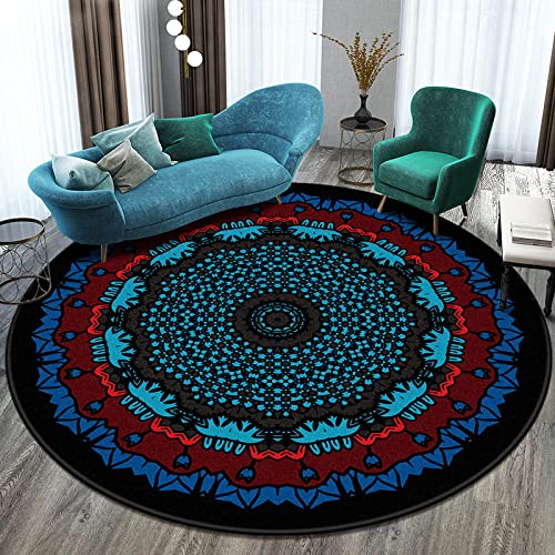 GZQIAWY 2021 Runder Mandala Teppich Balkon Couchtisch Matte Hängekorb Teppichmatte Wohnzimmer Dekoration Matte Tapis Salon Dekoration Salon-Blaues H 70cm Durchmesser von GZQIAWY