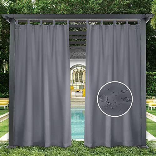 GZQIAWY 1 Paneel Außenvorhänge, Wasserdicht, Verdunkelnd, Sichtschutzvorhang für Terrasse, Pool, Hütte, Pavillon, Pergola,152.4 cm x 215.9 cm (Breite x Höhe),Dunkelgrau von GZQIAWY