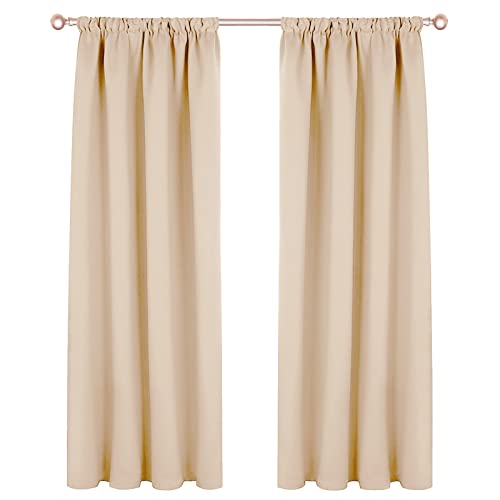 GZQIAWY 1 Panel Verdunklungsvorhänge Kräuselband Gardinen Wärmeisolierende Vorhänge Wohnzimmer Thermovorhang mit Abdunklungsvorhang Dicke Winter Reismehl 152.4 cm x 127 cm (Breite x Höhe) von GZQIAWY