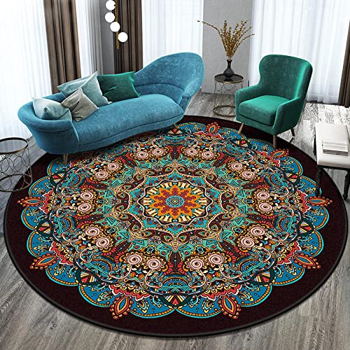 GZQIAWY 2021 Runder Mandala Teppich Balkon Couchtisch Matte Hängekorb Teppichmatte Wohnzimmer Dekoration Matte Tapis Salon Dekoration Salon-Blaues C 200cm Durchmesser von GZQIAWY