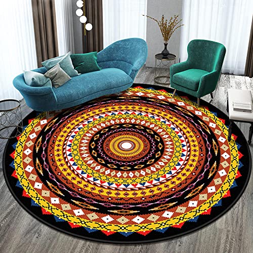 GZQIAWY 2021 Runder Mandala Teppich Balkon Couchtisch Matte Hängekorb Teppichmatte Wohnzimmer Dekoration Matte Tapis Salon Dekoration Salon-Gelbes A 70cm Durchmesser von GZQIAWY