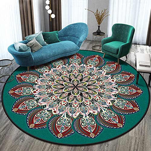 GZQIAWY 2021 Runder Mandala Teppich Balkon Couchtisch Matte Hängekorb Teppichmatte Wohnzimmer Dekoration Matte Tapis Salon Dekoration Salon-Grünes F 100cm Durchmesser von GZQIAWY