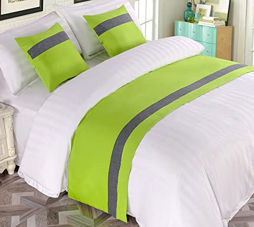 GZQIAWY Bettläufer, Design Mit Geometrischen Streifen, Dekorativer Akzent-Bettwäsche-Schal Für Hotels, Häuser Und Gästezimmer,Leuchtendes Grün,50 X 210 cm (nur Bettschal) von GZQIAWY