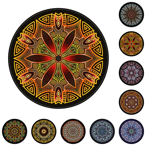 GZQIAWY Runder Teppich, Mandala, Boho, Überwurf, Kreisteppich, rutschfest, runder Teppich, weicher Bodenteppich für Wohnzimmer, Schlafzimmer, Kinderzimmer 100 x 100 cm von GZQIAWY