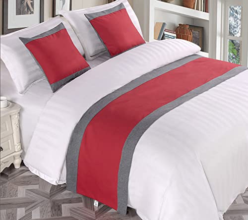 GZQIAWY Tagesdecken Bettläufer Überwurf Bettwäsche Single Queen King Bettdecke Handtuch Home Hotel Dekorationen,grau Rot,50 X 240 cm (nur Bettschal) von GZQIAWY