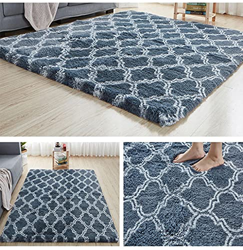 GZQIAWY Weicher Teppich Wohnzimmer Erker Zuhause modern Kind Eingangshalle Mädchen Nachttisch Langer Draht Haarig Nordic Shaggy Große Haarteppiche Raute – dunkelgrau 100 X 100 cm von GZQIAWY