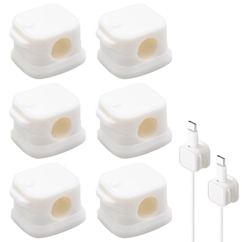 6 Stück Kabel Halterung Kleben,Ladekabel Halter,Kabel Ordnung Magnetische Kabelmanagement Selbstklebend Kabelhalter Auto Kabelclips Verstellbare Kabel Organizer für Netzkabel,HDMI,Ladekabel-Weiß von GZQINGYONG