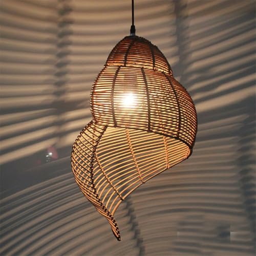 Moderne chinesische Laterne Pendelleuchte Bambus Rattan Conch Deckenlampe Hängende Deckenleuchte Kronleuchter DIY Handgefertigter Lampenschirm Südostasiatischer Stil Esszimmer Korridor Eingangsbereich von GZSLKSCD