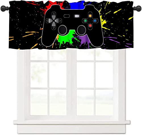 Gamepad Küchenvorhang, Volants, Fenster, Jungen, Mädchen, bunt, GameController, Stange, VolantBehandlungen, coole Spieler, halbe Vorhänge, kurze Auflage für Schlafzimmer, Küche, Wohnzimmer, 137,2 x von GZSMMS