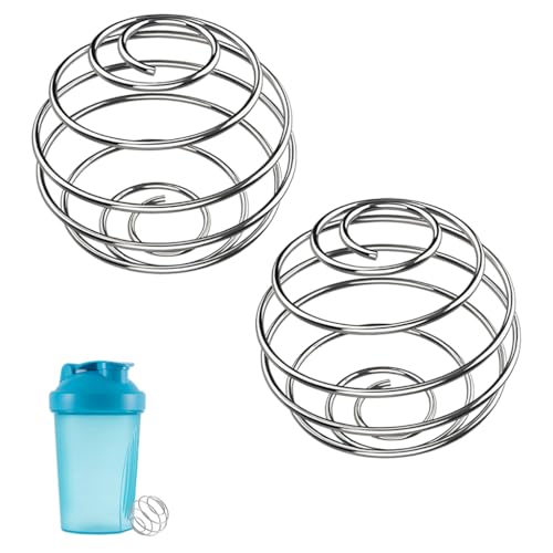 GZSYWZ Edelstahl Shaker Kugel - 2 Stück Protein Shaker, Metall Flaschenmischer, Frühling Mixer Eiweiß Shaker Ball für Flasche Cup Draht Schneebesen Ball für Protein Blended Getränke, 40 * 35mm von GZSYWZ