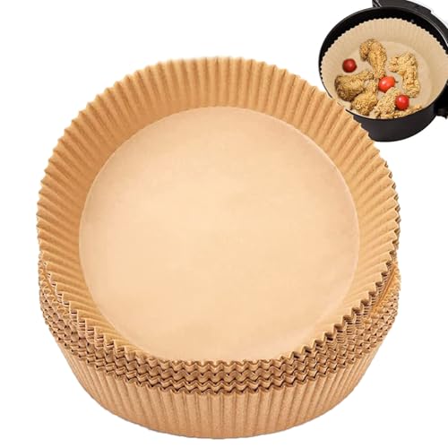 GZTFPQ Backpapier für Heißluftfritteuse, Airfryer, Bratpfanne, Ofen, Mikrowelle - 100 Stück, Wasserdicht, Ölfest, Pergamentpapier, Liner, Rund, Papierreihe von GZTFPQ