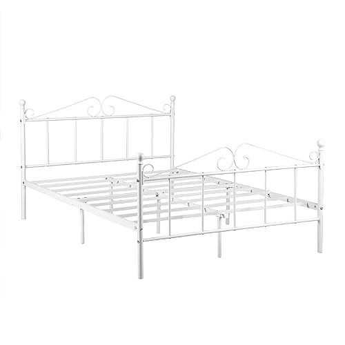 GZTGZMWG Double Bed Doppelbett Metallbett Bettrahmen Bettgestell für 140x190CM Matratze, Metall Bodenbett Schlafzimmer Bett mit Kopfteil Geeignet für Gästebett Jugendbett Seniorenbetten/Weiß/Stil A GZTGZMWG Double Bed Doppelbett Metallbett Bettrahmen Bettgestell für 140x190CM Matratze, Metall Bodenbett Schlafzimmer Bett mit Kopfteil Geeignet für Gästebett Jugendbett Seniorenbetten/Weiß/Stil A von GZTGZMWG