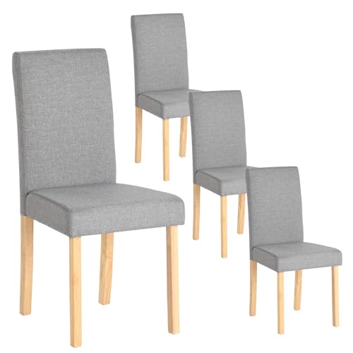 GZTGZMWG Esszimmerstühle 4er Set Küchenstuhl Polsterstuhl mit hoher Rückenlehne, Beine aus Massivholz, gepolsterte Sitzfläche aus Leinen Dunkelgrau GZTGZMWG Esszimmerstühle 4er Set Küchenstuhl Polsterstuhl mit hoher Rückenlehne, Beine aus Massivholz, gepolsterte Sitzfläche aus Leinen Dunkelgrau von GZTGZMWG