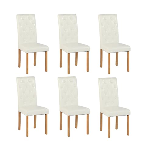GZTGZMWG Esszimmerstühle 6er Set Küchenstuhl Polsterstuhl mit hoher Rückenlehne, Beine aus Massivholz, gepolsterte Sitzfläche aus Kunstleder Weiß GZTGZMWG Esszimmerstühle 6er Set Küchenstuhl Polsterstuhl mit hoher Rückenlehne, Beine aus Massivholz, gepolsterte Sitzfläche aus Kunstleder Weiß von GZTGZMWG