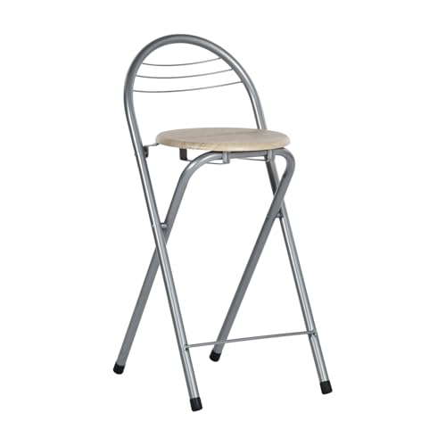 GZTGZMWG Klappstuhl Klapphocker,zusammenklappbarer Barhocker mit Rückenlehne, Metall Hocker mit runder PVC Sitzfläche - Tresenstuhl Barstuhl Bistrohocker Küche Wohnen Küche Platzsparend (1) von GZTGZMWG