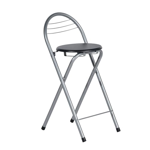 GZTGZMWG Klappstuhl Klapphocker,zusammenklappbarer Barhocker mit Rückenlehne, Metall Hocker mit runder PVC Sitzfläche - Tresenstuhl Barstuhl Bistrohocker Küche Wohnen Küche platzsparend (1) von GZTGZMWG