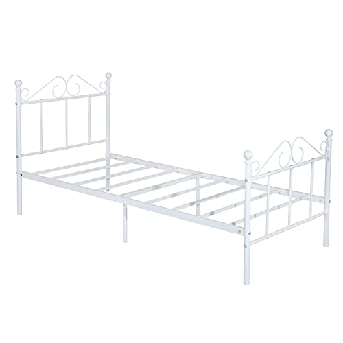 GZTGZMWG Single Bed Einzelbett Metallbett Bettrahmen Bettgestell für 90x190CM Matratze, Metall Bodenbett Schlafzimmer Bett mit Kopfteil Geeignet für Gästebett Jugendbett Seniorenbetten/Weiss/Stil A GZTGZMWG Single Bed Einzelbett Metallbett Bettrahmen Bettgestell für 90x190CM Matratze, Metall Bodenbett Schlafzimmer Bett mit Kopfteil Geeignet für Gästebett Jugendbett Seniorenbetten/Weiss/Stil A von GZTGZMWG