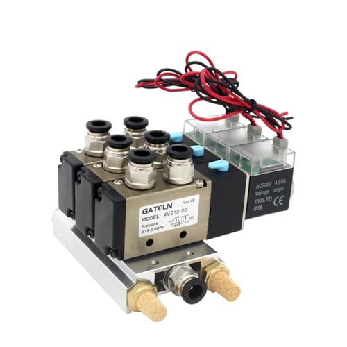 4V210-08 DC24V 12V AC220V AC110V 2-Positionen 5-Wege-Vierpositionen-Magnetventil Aluminiumbasis Zubehör Schalldämpfer-Set 3 4 5 6 Positionen(DC24V 8mm fittings) von GZTKSKCP