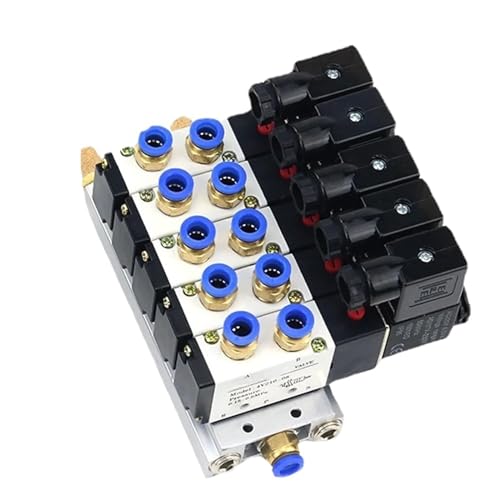 DC 110/220 V AC Multioption 4V210-08 pneumatischer Magnetventilblock mit Schalldämpferanschluss, Basisverteiler 2/3/4/6 Wege(4 Row 8mm fitting) von GZTKSKCP