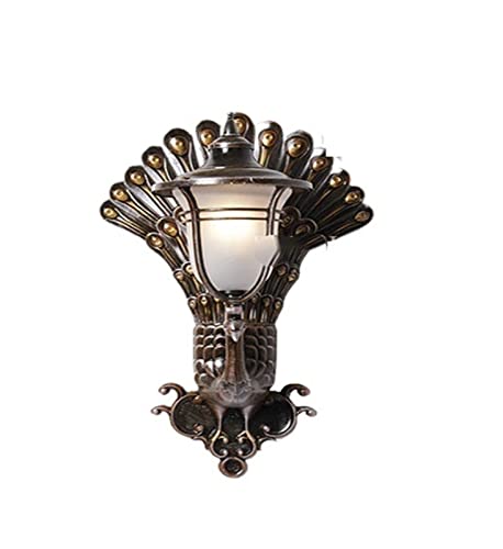 GZTKSKCP Wandleuchte Spiegel Frontleuchte LED Wandleuchte Innenhof Gang Hofwand Außen wasserdichte Wandleuchte Balkon Retro Villa(Flow Gold) von GZTKSKCP