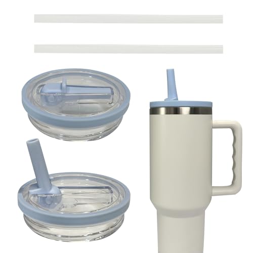 2 Stück Becher Ersatzdeckel für Thermobecher 40oz, Wiederverwendbar Auslaufsichere und Staubdichte Tumbler Abdeckungen Becher mit Deckel und Strohhalm, Ersatzdeckel für Stanley Cup Zubehör (C) von GZWY
