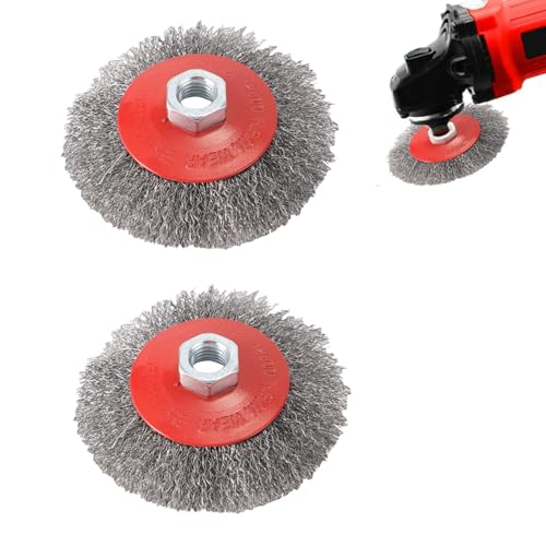 2 Stück Drahtbürste für Bohrmaschine, 100mm Drahtbürste für Winkelschleifer Drahtbürste Flex Winkelschleifer Zubehör mit M14 Modelle für Bohrmaschine Polier, Schleifen, Entrosten, Entgraten (A) von GZWY