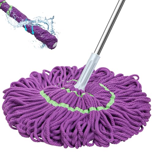 2 in 1 Dehydrated Mop, 2024 Neu Bodenwischer, 360° Drehgelenk Mikrofaser Wischmopp mit Auswringfunktion, Self Wringing Twist Mop Nass-Trockennutzung für Fliesen und Laminat (Lila) von GZWY