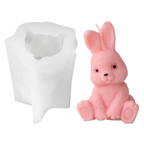 3D Osterhase Silikonform Kerzenhalter, Ostern Kaninchen Silikonformen Gießformen, Kaninchen Gießformen Silikon, Silikonform Hase, Silikonform Ostern für Schokolade, Seife, Ostergeschenke (B) von GZWY