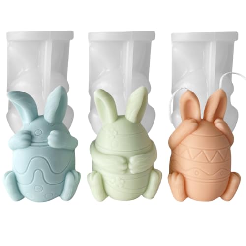 3D Osterhase Silikonform Kerzenhalter, Ostern Kaninchen Silikonformen Gießformen, Kaninchen Gießformen Silikon, Silikonform Hase, Silikonform Ostern für Schokolade, Seife, Ostergeschenke (N) von GZWY