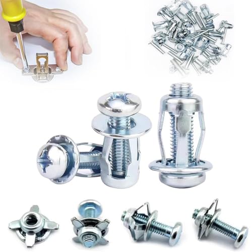 Blütenblattmutter, 50 Stück Schraube Hohlmetall-Wandmutter, Blütenblattform Metallmutter Blütenblatt Nuss aus Eisen Standardgewinde Jack Muttern Dehnmutter für Hohlwand Eisen Metall (M4*25, 50) von GZWY