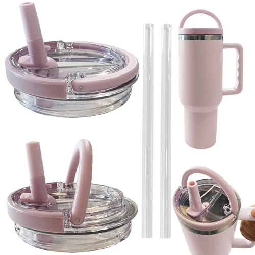 Deckel für Stanley Cup 40oz,2 Stück Auslaufsicher Deckel für Stanley Cup mit Griff,Auslaufsicher und Staubdicht Tumbler Abdeckungen Becher mit 2 Strohhalm,Ersatzdeckel für Stanley Cup Zubehör (Rosa) Deckel für Stanley Cup 40oz,2 Stück Auslaufsicher Deckel für Stanley Cup mit Griff,Auslaufsicher und Staubdicht Tumbler Abdeckungen Becher mit 2 Strohhalm,Ersatzdeckel für Stanley Cup Zubehör (Rosa) von GZWY