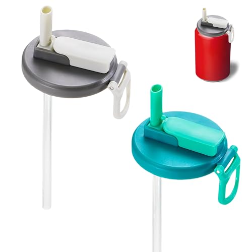 Dosendeckel Mit Strohhalm, 2 Stück Getränkedosen Verschluss mit Flip Strohhalm, Wiederverwendbare und Auslaufsichere Silikon Dosenverschluss Getränkedosen Deckel Für Limonade, Cola (A-2PCS) von GZWY