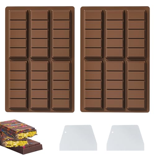 Dubai Schokolade Form, 2 Stück Schokoladenform Silikon, Schokoladenform Dubai Schokolade, Tief Schokoladentafel Form | Antihaftbeschichtung Schokoladenform Schokolade zum Backen Zu Hause (B) von GZWY