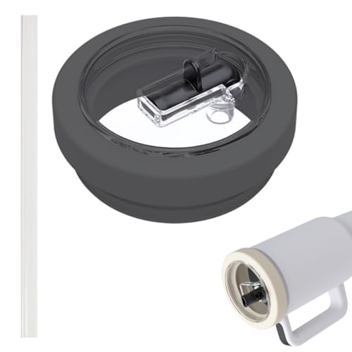 Ersatzdeckel für 40oz Stanley Cup Becher, Wiederverwendbarer Auslaufsichere und Staubdichte Tumbler Abdeckungen Becher mit Strohhalm Deckel für Stanley Cup Zubehör (Schwarz) von GZWY