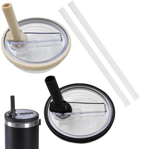 Ersatzdeckel für Stanley 40oz Becher, 2 Stück Ersatzdeckel für 40oz Becher mit 2 Strohhalm, Wiederverwendbarer Auslaufsichere und Staubdichte Tumbler, Ersatzdeckel für Stanley Cup Zubehör (A) von GZWY
