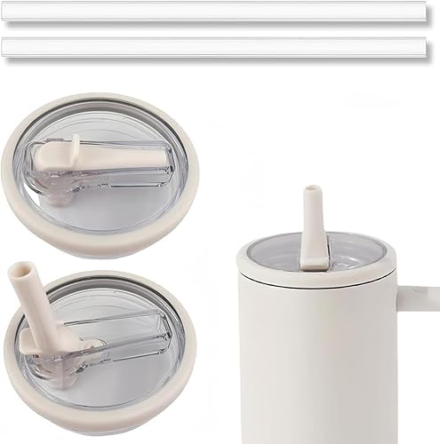 Ersatzdeckel für Stanley 40oz Becher, 2 Stück Ersatzdeckel für 40oz Becher mit 2 Strohhalm, Wiederverwendbarer Auslaufsichere und Staubdichte Tumbler, Ersatzdeckel für Stanley Cup Zubehör (Weiβ) von GZWY