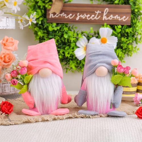 Frühling Wichtel mit Tulpen Blumensträuße, 2 Stück Frühlingsdeko Wichtel Figuren Handgefertigte Gefüllte Gesichtslose Puppe Ostern Plüsch Wichtel Deko für Ostern und Frühling Urlaub Dekoration (A) Frühling Wichtel mit Tulpen Blumensträuße, 2 Stück Frühlingsdeko Wichtel Figuren Handgefertigte Gefüllte Gesichtslose Puppe Ostern Plüsch Wichtel Deko für Ostern und Frühling Urlaub Dekoration (A) von GZWY
