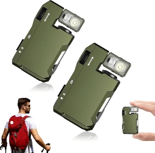 G5 EDC Flashlight 400 Lumens, G5 Rechargeable Edc Flashlight, Flache Taschenlampe mit 3 Modi, IP68 Waterproof Ultrakompakte Magnetische Hochlumen Lampe für Outdoor, Camping, Wanderungen (Grün×2) von GZWY