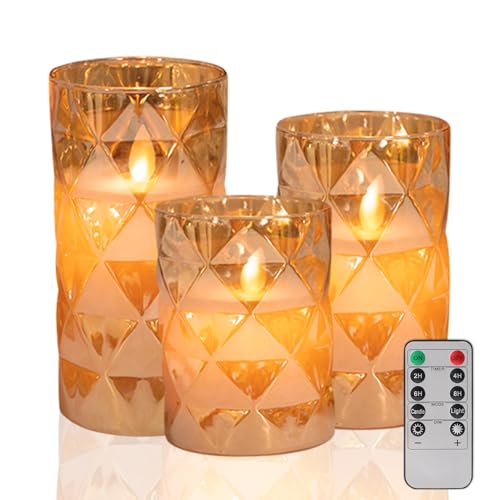 GZWY LED Kerzen mit Fernbedienung und Timerfunktion, 3 Stück LED Kerzen Flackernde Flamme, Wiederaufladbar Elektrische Flammenlose LED Kerzen für Camping, Hochzeiten, Geschenke, Home Decoration (A) von GZWY